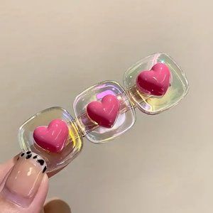 Hair clip for girl in the shape of a pink heart- 2 pcs